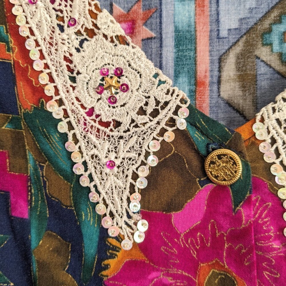 Vintage Faux Lace Bib Blouse - Picture 5 of 8